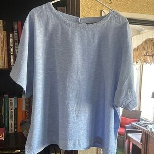Linen mix lovely blue top size Large from Dunnes (Irish brand)